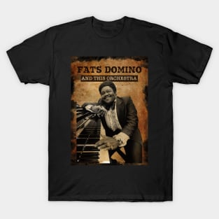 Vintage Old Paper 80s  Style Fats Domino And The Orchestra T-Shirt